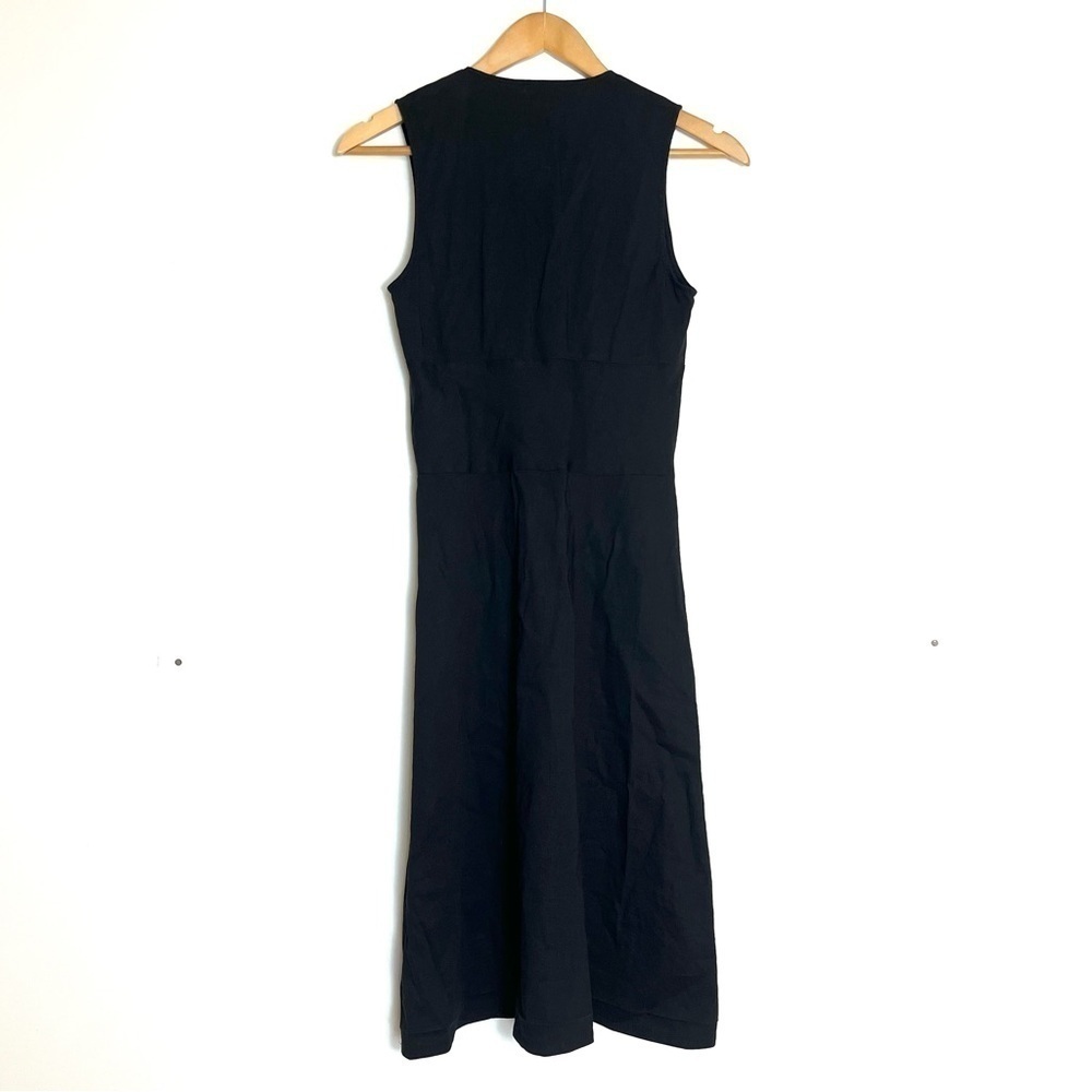 Theory Kenza Linen Blend A-Line Dress Sleeveless Tie Waist Black Size 2 - Picture 6 of 7
